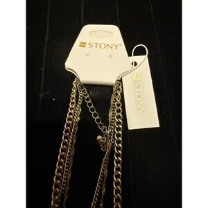 Long Layered Necklace with Bohemian Details, NWT, Stoney